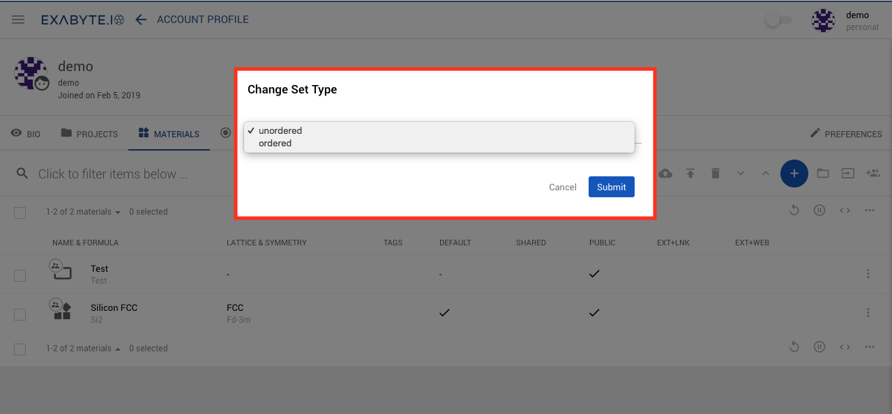 Change Set Type Change Set Type