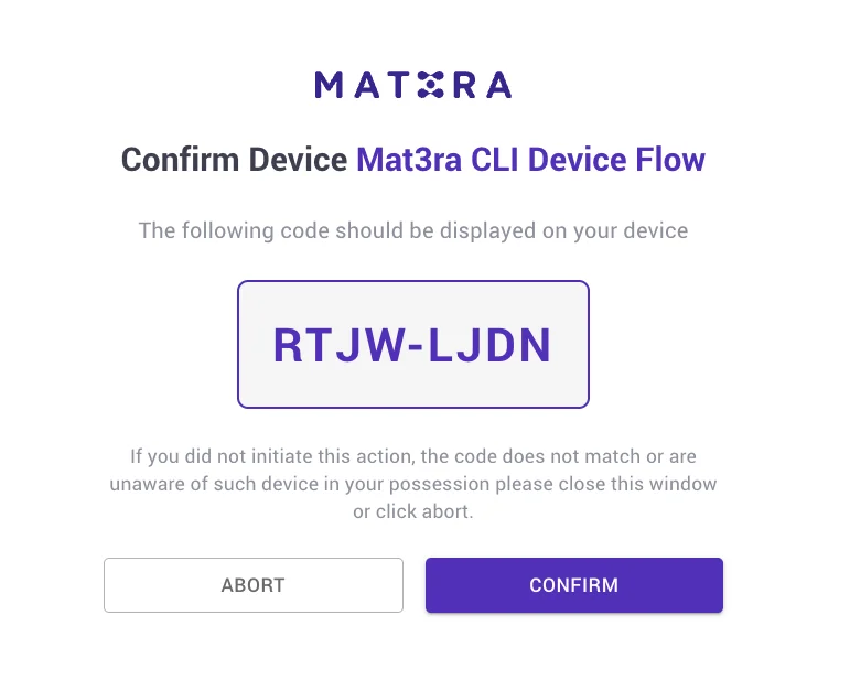 Device Confirmation Page
